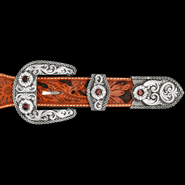 Calgary, The picture of traditional Western style. The "Calgary" 3 Piece buckle is built on a German Silver base with an antique finish, and detailed with